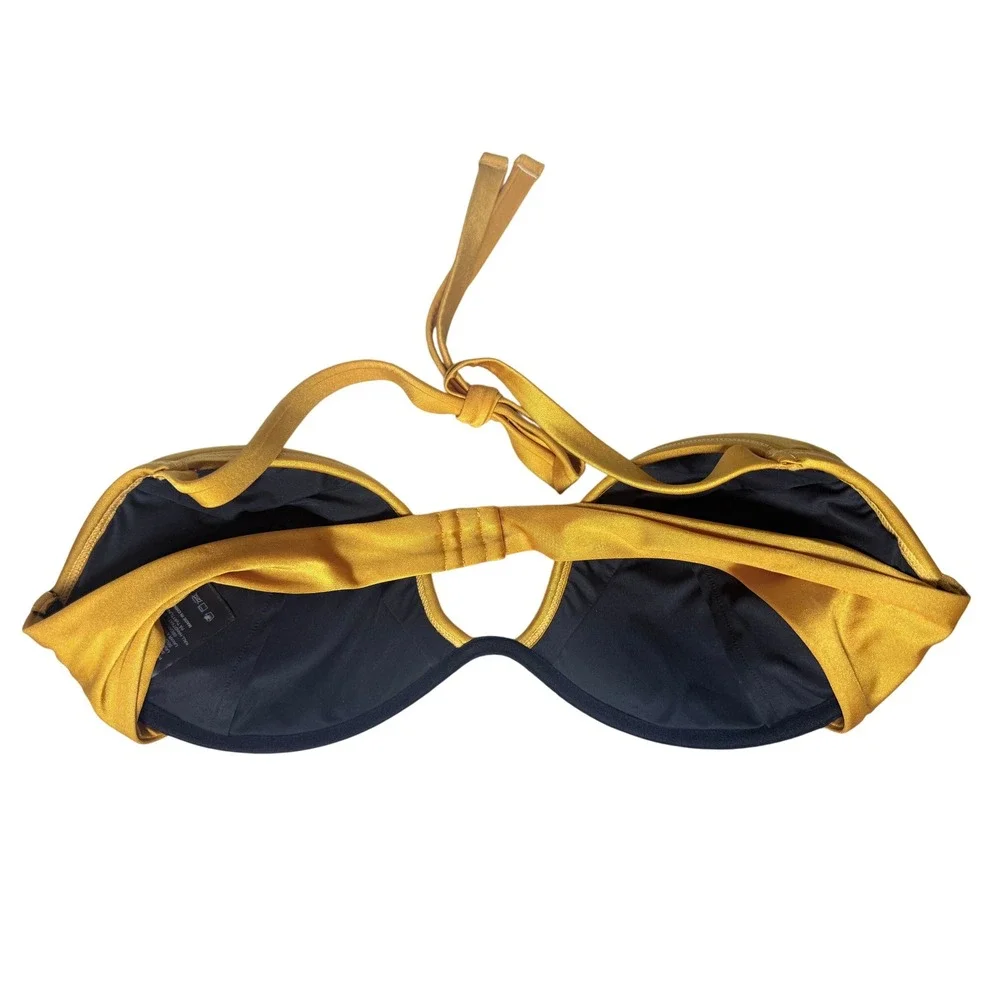 Andrea Iyamah Gura Bikini Set Mustard Yellow XL High Waist Underwire Halter
